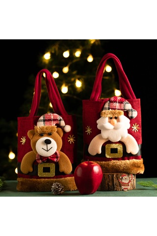 Noel Arifesi Çocuklara Küçük El Tipi Hediye Çantası-kardan Adam