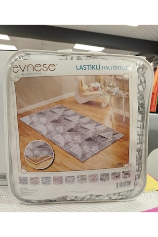 Evneşe 6m2 Lastikli Halı Örtüsü Desenli S89 Gri