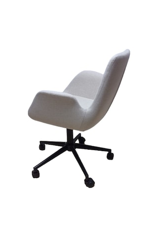 Bilgisayar Sandalyesi Büro Koltuğu Döküm Süngerli Krem Keten Kuma