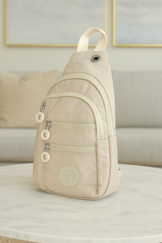 Newish Polo Kadın Krinkıl Kumaş Çapraz Tek Kol Göğüs Ve Omuz Sırt Çantası-crossbody Bag Krem