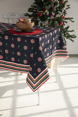 Ays Home Lacivert Şeker Desenli Yılbaşı Masa Örtüsü