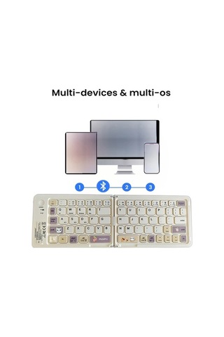 Willowhaven Üç Bluetooth Kablosuz Katlanır Klavye 67 Tuş Milk Tea Russian Layout Uyumlu Windows/ios/android