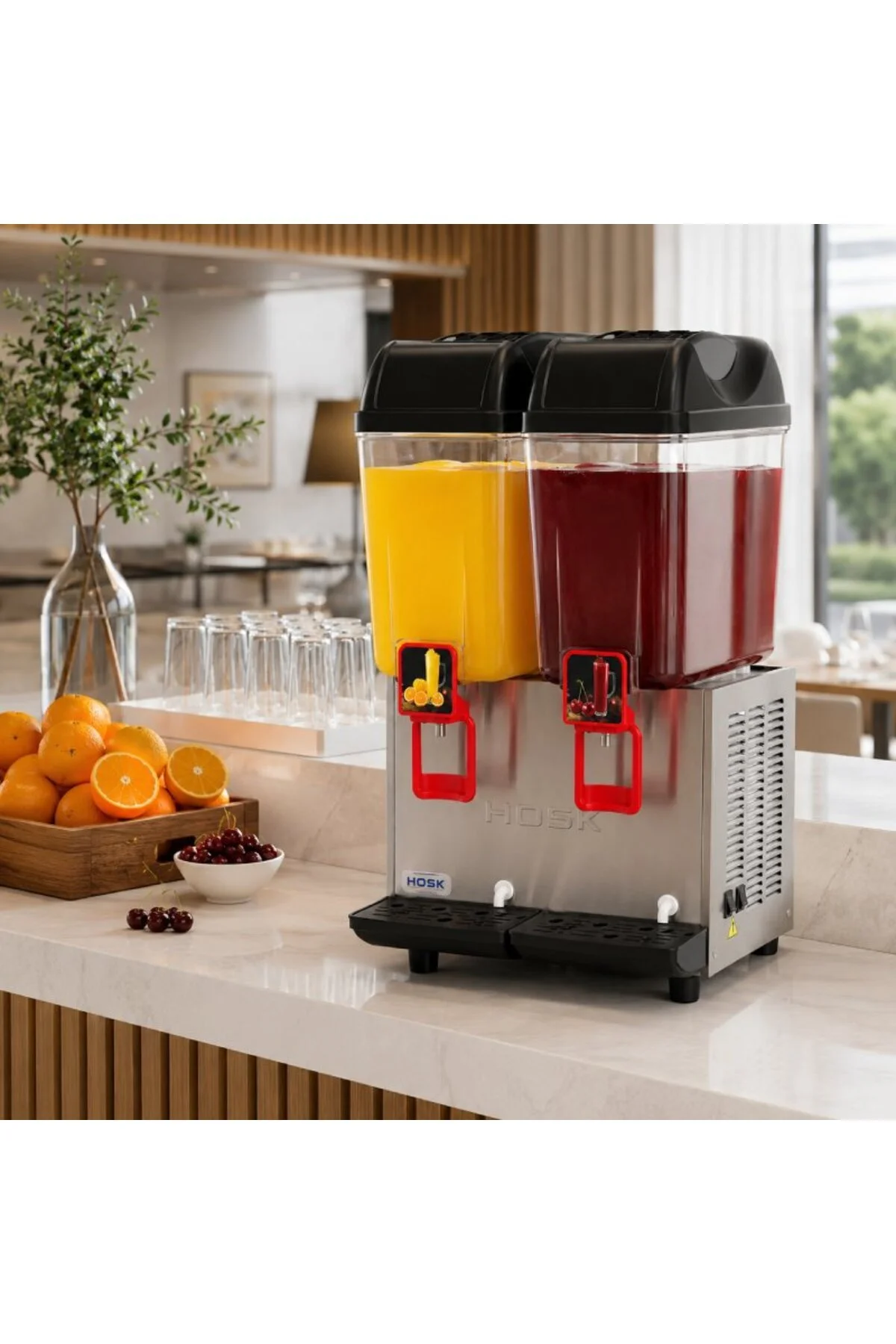 Limonata, Şerbet Makinesi, Soğuk İçecek Dispanseri, 2x20l, Fıskiyeli Model Çok Renkli