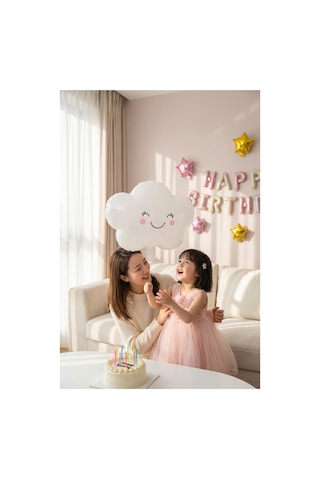 Sevimli Gülen Bulut Yüzlü Folyo Balon Doğum Günü Baby Shower Anaokulu Parti Süsleme Çok Renkli
