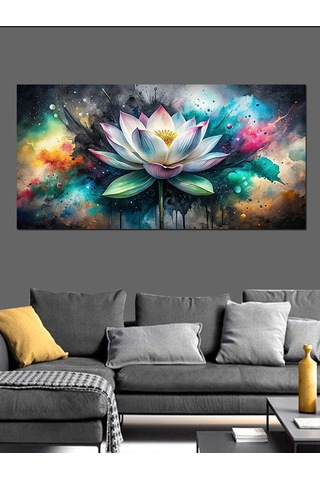 Kanvas Tablo Mavi Ve Yeşil Lotus Çiçeği