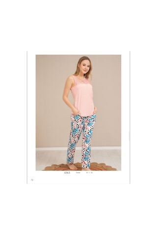Baha Perfect Club Kadın Dantel Detaylı Bisiklet Yaka Kolsuz Pijama Takımı 4363 - 1 Adet Pembe
