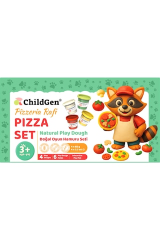 Doğal Oyun Hamuru Sevimli Patiler - Pizza Set Çok  Renkli