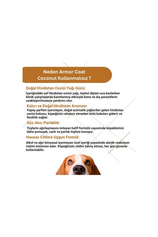 Armor Coat Köpek Bakım Spreyi Hindistan Cevizi Kokulu 75 Ml