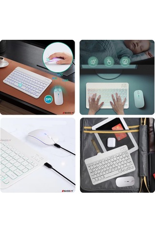 Büro Ev Ofis Bilgisayarı İçin Beyaz Rgb Işıklı Klavye Mouse Seti Diğer