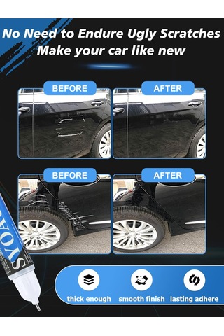 Syoauto Otomobiller İçin Siyah Düzeltme Boyası, Çizik Onarımı, Araç Onarım Boyası, 2'si 1 Arada, 12 Ml
