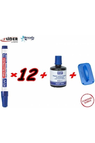 Kraf 770 Silinebilir Yazı Tahtası Kalemi Seti Board Marker Mavi