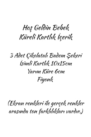 Hoş Geldin Kız Bebek Badem Şekerli Küre Deniz Tema