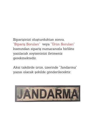 Pvc Jandarma Eğitim Tpu Arkası Cırtlı Soy İsim Yazdırılabilir İsimlik 1 Adet