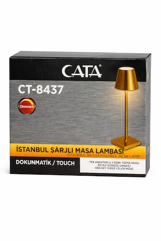 İstanbul Şarjlı-dokunmatik- 3 Farklı Işık Modlu Masa Lambası Gold