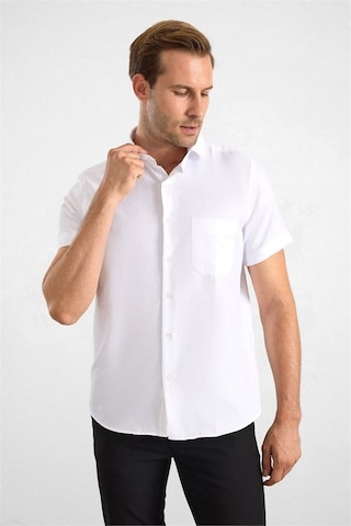 Süvari Beyaz Regular Klasik Yaka Düz Twill Torba Cep Düz Kısa Kollu Klasik Gömlek Sgm1007500001-bey