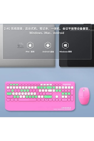 Geezer Kablosuz Klavye Mouse Set 106 Tuşlu İngilizce Q Notebook Laptop Uyumlu Ev Ve Ofis İçin Bilek Diğer