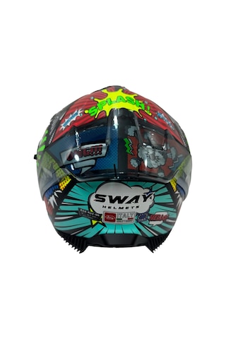 Sway Kapalı Sw 865 Boom Motosiklet Kaskı Yeşil Gri Siyah