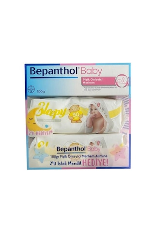 Bepanthol Baby Pişik Önleyici Merhem 100 Gr- Sleepy Sensitive Islak Havlu 90'lı 2 Adet Hediye Bepanthol Baby Pişik Önleyici Merhem 100 Gr- Sleepy Sensitive Islak Havlu 90'lı 2 Adet Hediye