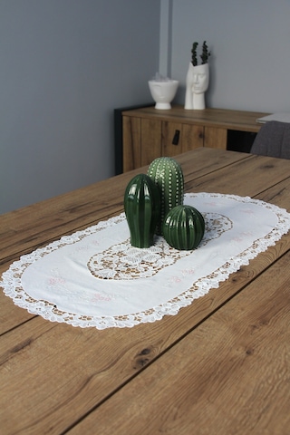 Pvc Runner Ve Sehpa Üstü Servislik 80 Cm X 40 Cm Kahve - Krem