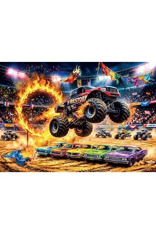 Ks Games Monster Truck Dev Tekerlekli Kamyon 50 Parça Erkek Çocuk Puzzle - 31759