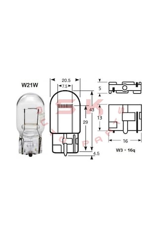 Skauoto 12V 21W 93 T20 Dipsiz Ampul Tek Duy Tek Flama W21W 10 Adet