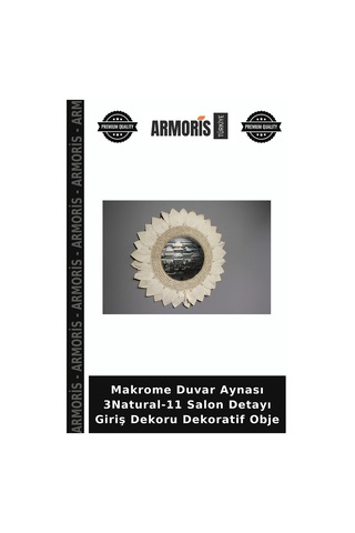 Makrome Duvar Aynası 3natural-11 Salon Detayı Giriş Dekoru Dekoratif Obje Naturel