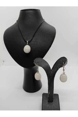 Balık Hediyelik Beyaz Oniks Doğaltaş Kolye ve Seti 10