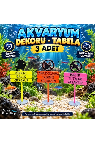 Akvaryum Dekoru - Tabela - Akvaryum Dekor - 3 Adet - Salınım Yapmaz - Balıklar İçin Güvenli - V2