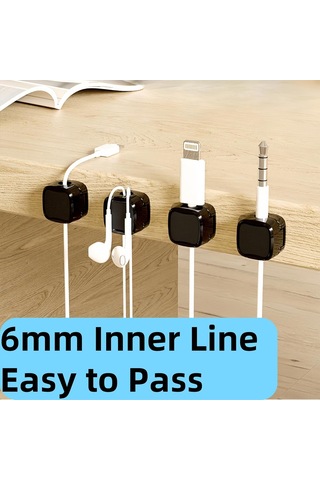 Yaozixa 6 Adet Manyetik Kablolu Kabloları Düzenleyici Klip - Usb, Şarj Ve Hdmı Kabloları İçin Sabitleyici Siyah