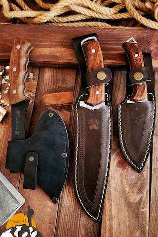 Outdoor Balta Bıçak 3lü Seti Kamp Baltası Bıçak Bıçağı Nacak Bl