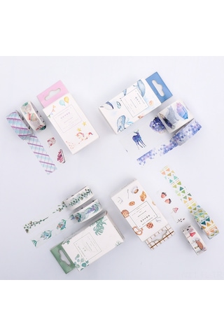Lemestar 4'lü Kutulu Renkli Washi Bandı Seti - Günlük, Sticker Çizim İçin 30mm, 15mm, 5mm Genişlikleri - 2m Uzunluk Her Bir