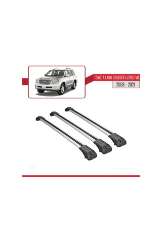 Toyota Land Cruiser J200 V8 2008-2021 Arası İle Uyumlu Ace-1 Ara Atkı Tavan Barı Gri 3 Adet Bar