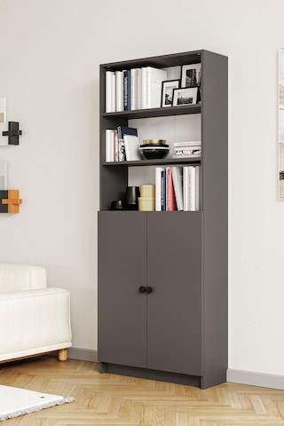 Bili Kitaplık 5 Raflı 2 Kapaklı Çok Amaçlı Ofis Salon Kitap Dosya Rafı Antrasit Antrasit