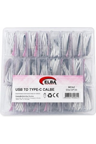 Elba Cp-05 P-but6 Şeffaf Kutulu Usb To Type-c 6 Amper 24lü Beyaz Şarj Kablosu