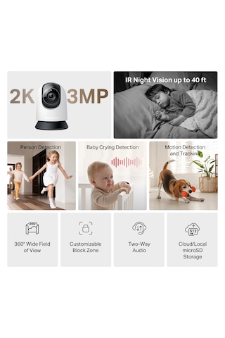 Mercusys Mc210 Yatay/dikey Hareketli Ev Akıllı Algılama Gece Görüşü Güvenlik Wi-fi Kamerası