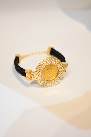 Yenigün Kuyumculuk 22 Ayar Çeyrek Altınlı Siyah Hasır Bileklik