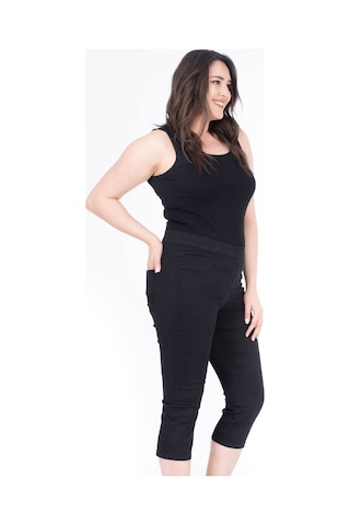 Myline Beli Lastikli Kapri Pantolon - Siyah