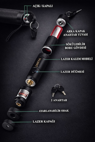 Şarjlı Turbo Yeşil Lazer Pointer Kibrit Yakabilen 15000 Mv Güç 150km Green Laser Siyah