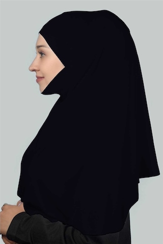 Altobeh Hazır Türban Peçeli Pratik Eşarp Tesettür Nikaplı Hijab - Namaz Örtüsü Sufle (XL) - Lacivert