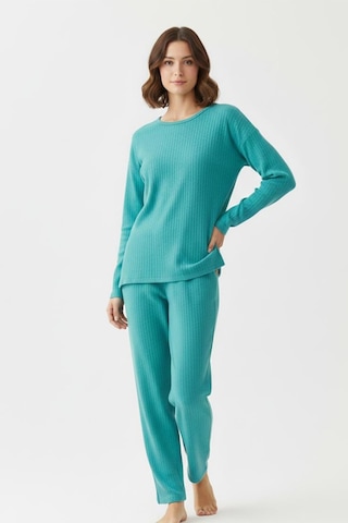 Fit Women Pamuklu Uzun Kollu Düz Model Pijama Takımı Pj2000 Turkuaz