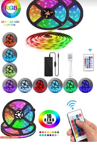 RGB KUMANDALI RGB ŞERİT LED TEK ÇİPLİ 5MT
