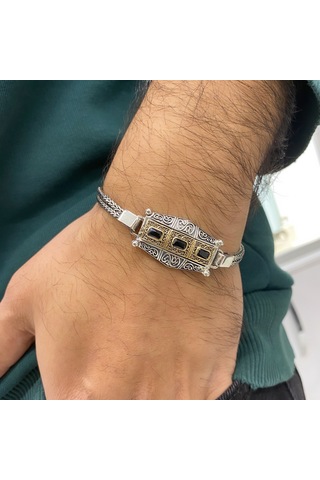 Simurg Jewellery 925 Ayar Gümüş Siyah Taşlı Bileklik