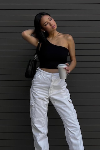 Seeh Siyah Tek Omuzlu Kadın Crop Sh146
