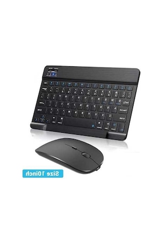 Willowhaven Bluetooth Kablosuz Klavye Fare Android Ios Samsung Xiaomi Tablet Için İpad Uyumlu Air Black Set French Language