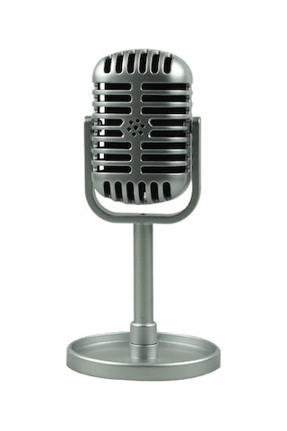 Vkemall Silver Simülasyon Mikrofon, Vintage Stilli Sahne Ve Fotoğraf Çekimi Requisiti, Oyuncaq Prop, Gerçekçi Tasarım