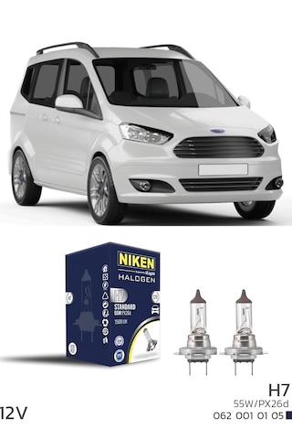 Ford Tourneo Courier 2015-2022 Kısa Far Ampulü H7 Halojen Ampul 12v 55w 2 Adet 3200k Güçlü Net Işık