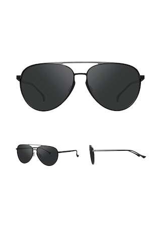 Xiaomi Mijia Luke Polarize Aviator Güneş Gözlüğü Uv400 Alüminyum-magnezyum Çerçeve Unisex 7 Katlı Özel Tac Lens Hafif 23gram Siyah