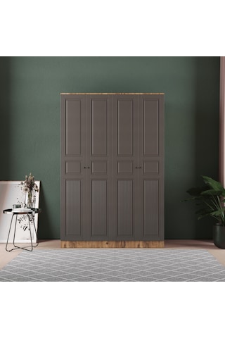 Nil 4 Kapaklı Eko Bazalı Gardırop - Mdf Kapak Antrasit