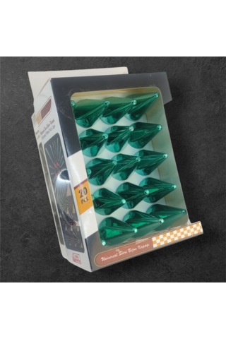 19mm Sivri Parlak Yeşil Bijon Kapağı 20li Set