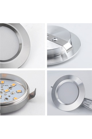 Symbee Alüminyum Gömülü Dolap Lambası - 12 Adet Smd2835 Led, 4000k Doğal Beyaz, 3w, 300lm, 55-60mm Delikli Montaj, Dolap/şekaf Uyumlu Gümüş